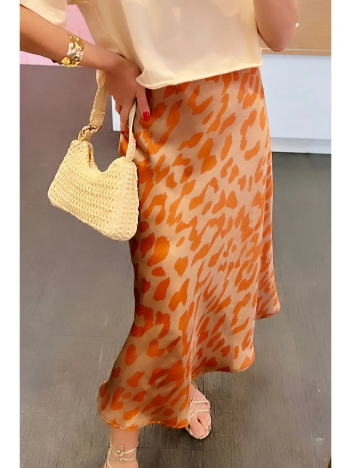 Animal Print Slip Skirt