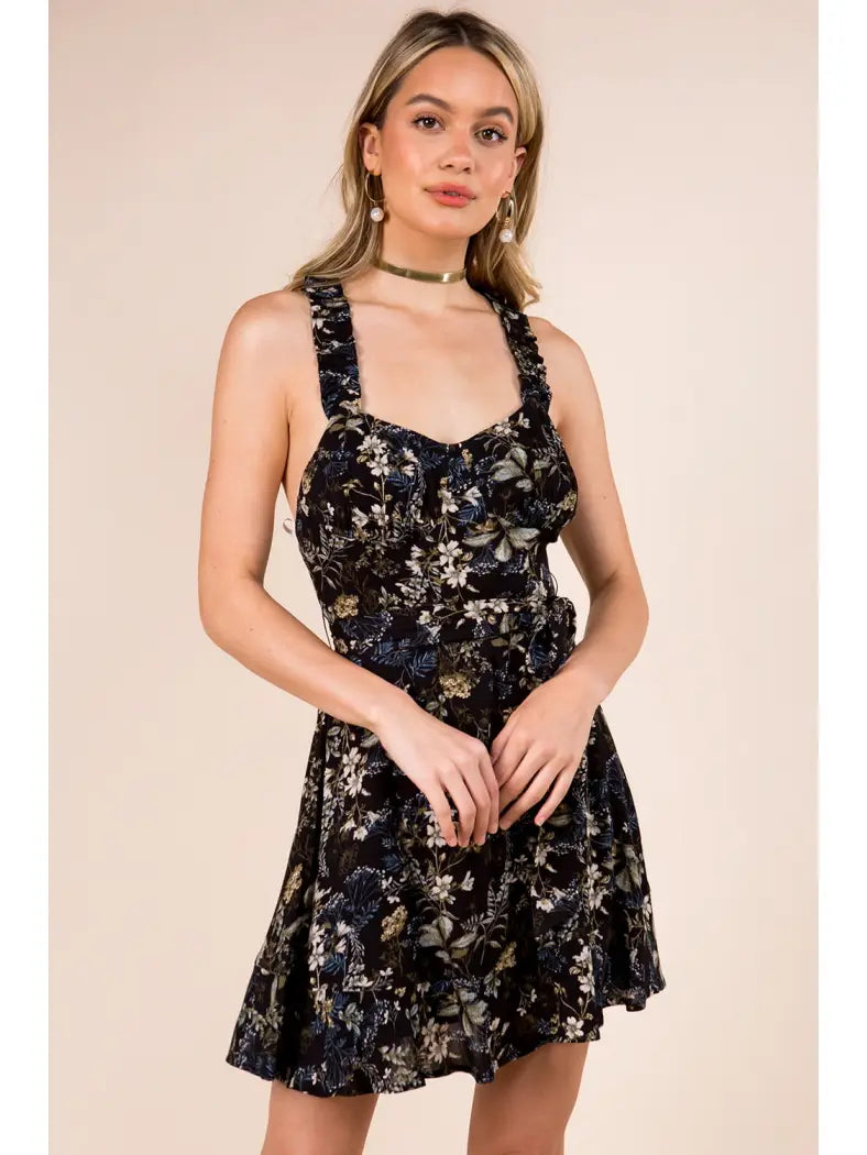 Scrunchie Back Floral Dress