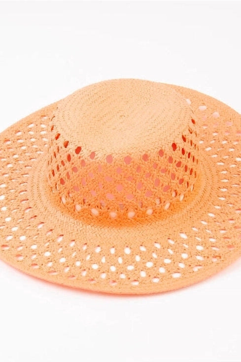 Summer Boater Hat in Apricot - Mimi & Rae
