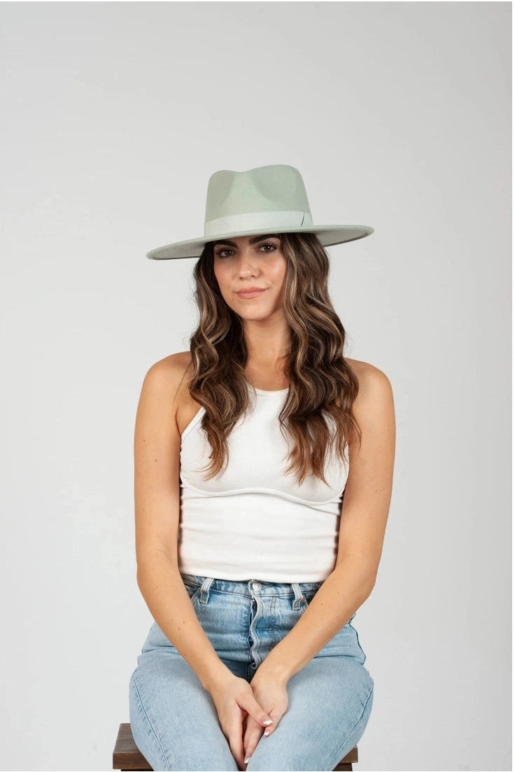 Vegan Felt Rancher Hat in Pistachio