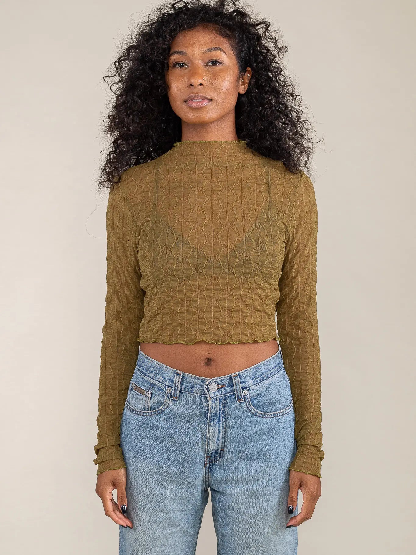 Jacquard Mesh Top