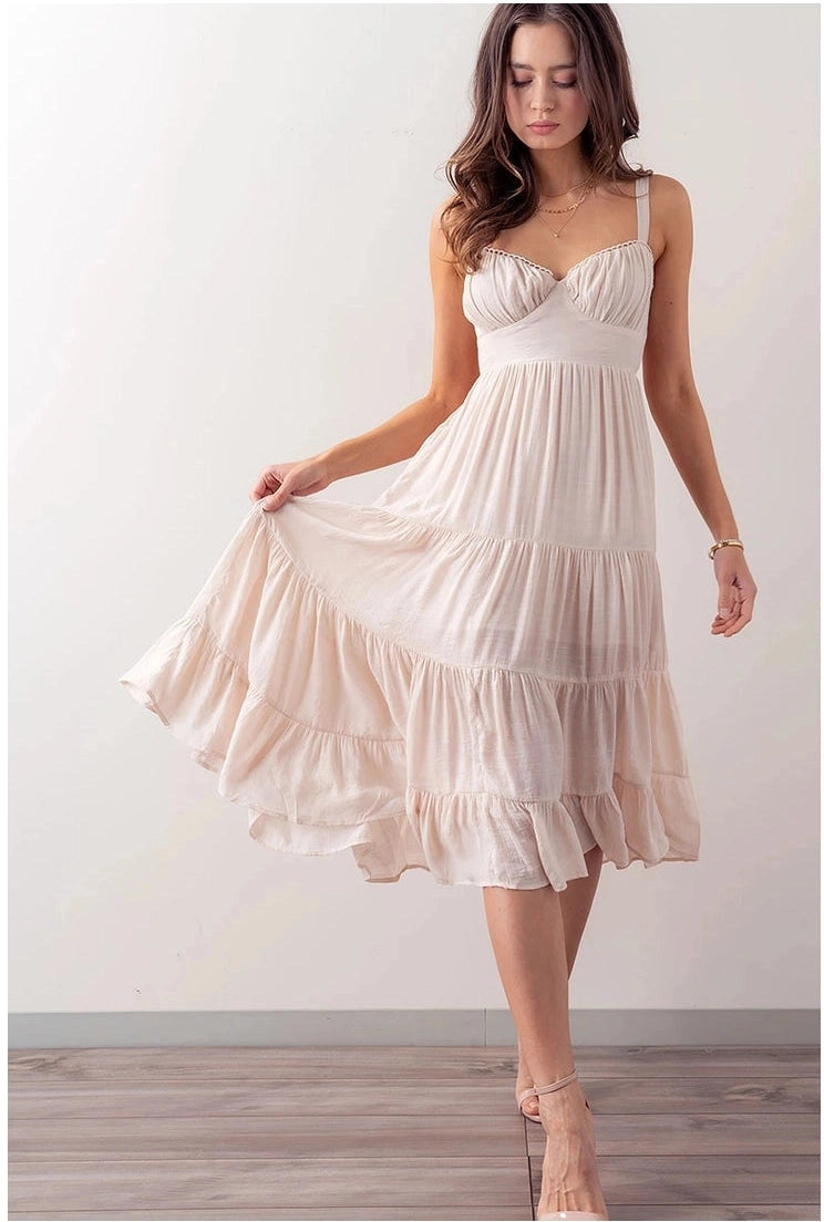 Ruffle Tiered Open Back Bustier Dress