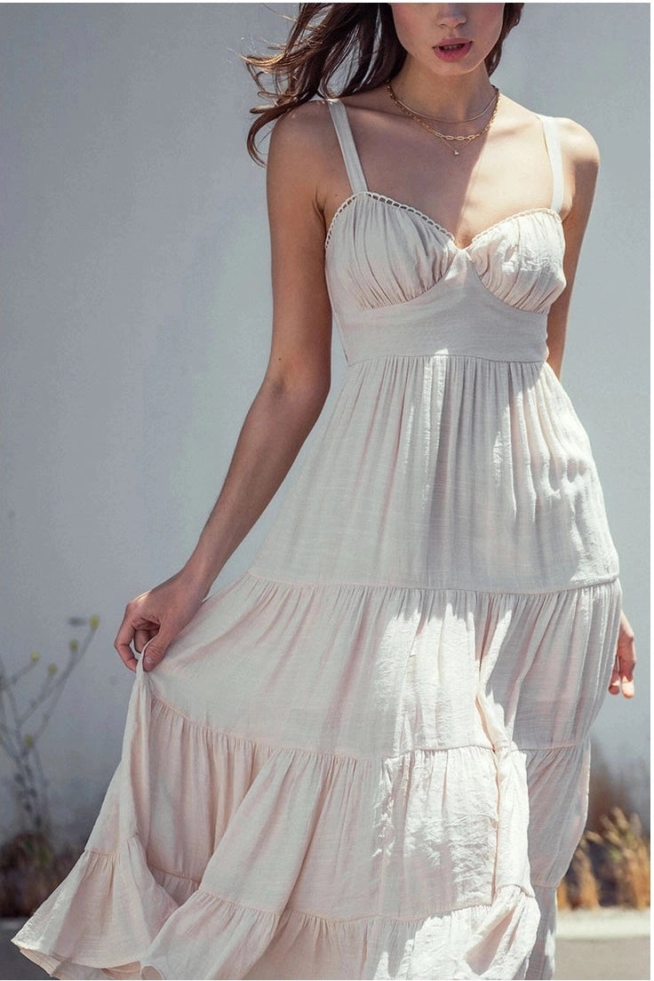 Ruffle Tiered Open Back Bustier Dress