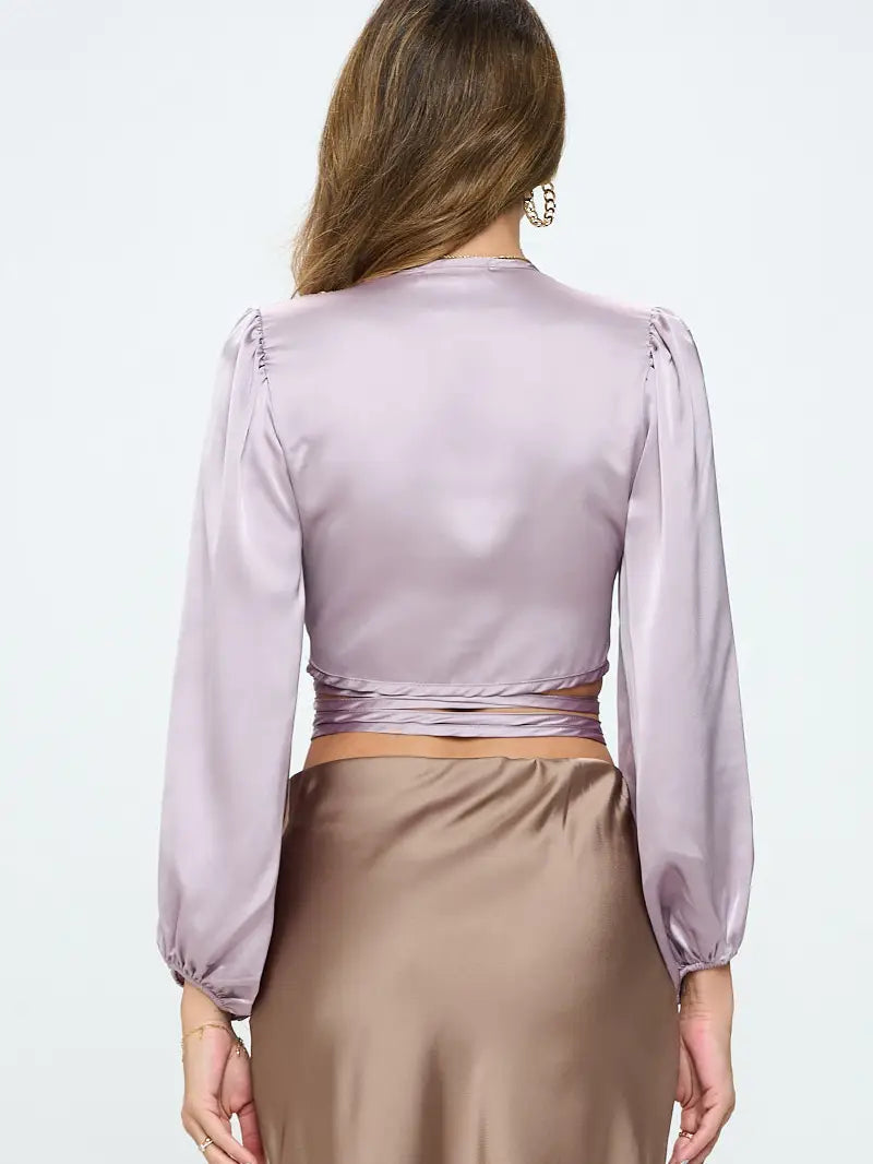 Silky Satin Wrap Top