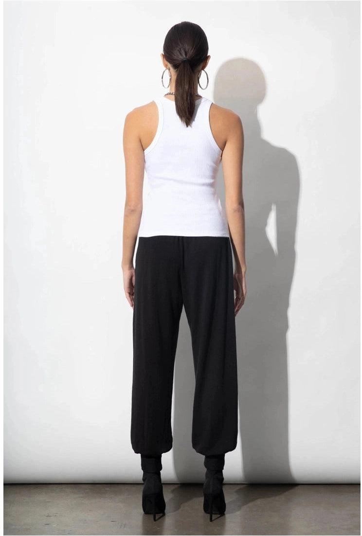 White Cotton Rib Racerback Tank