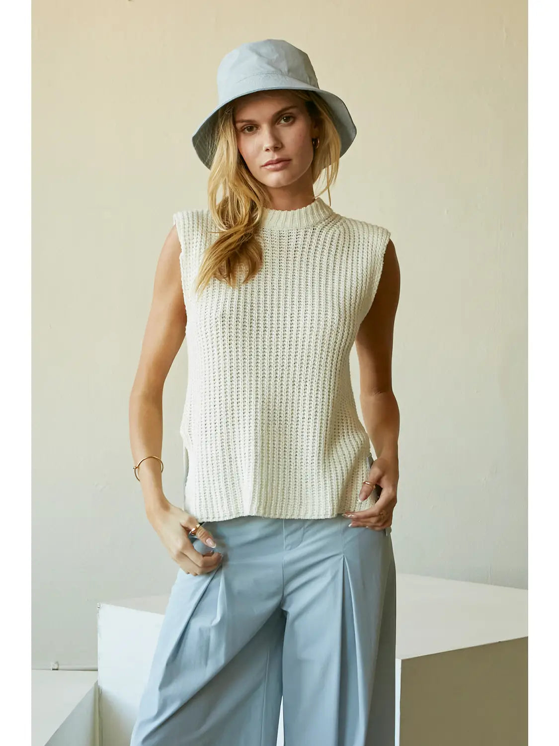 Power Shoulder Knit Top