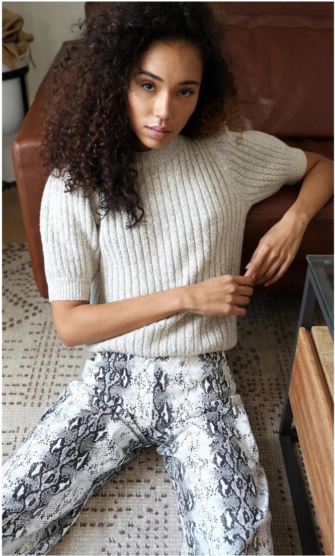 Greylin Francis Cozy Marled Knit Short Sleeve Knit Top