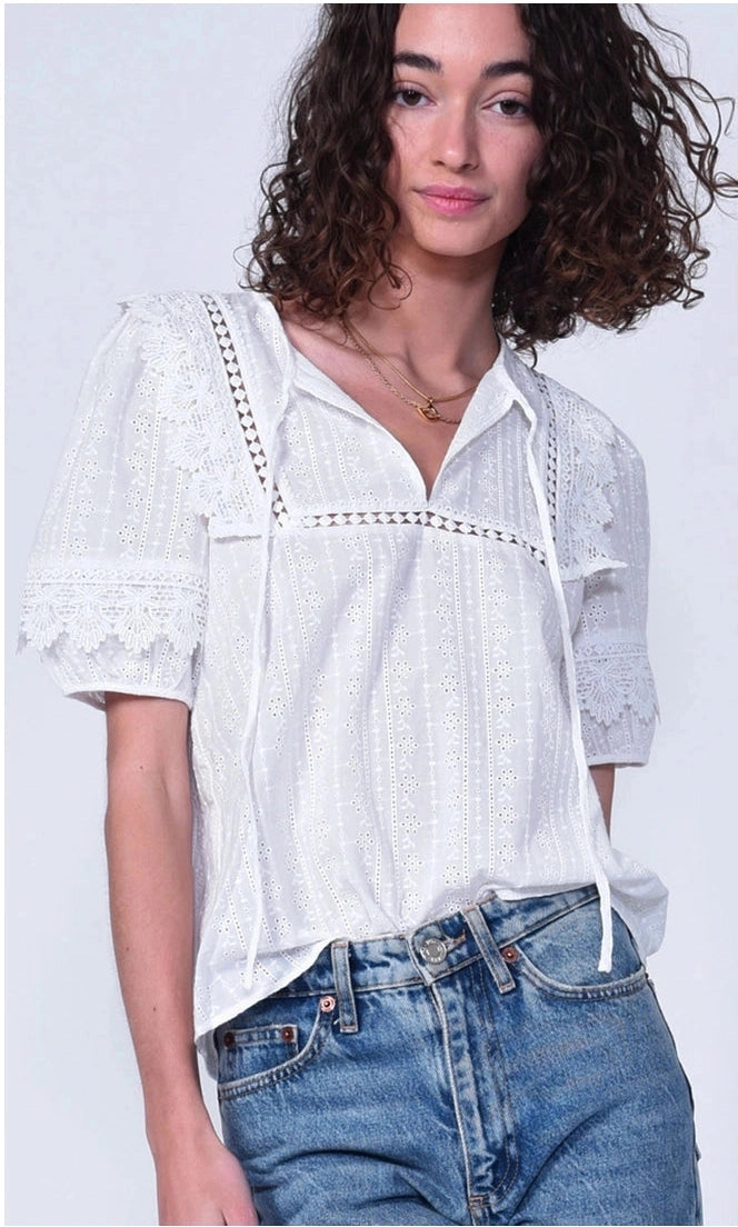 Sasha Scalloped Embroidered Blouse