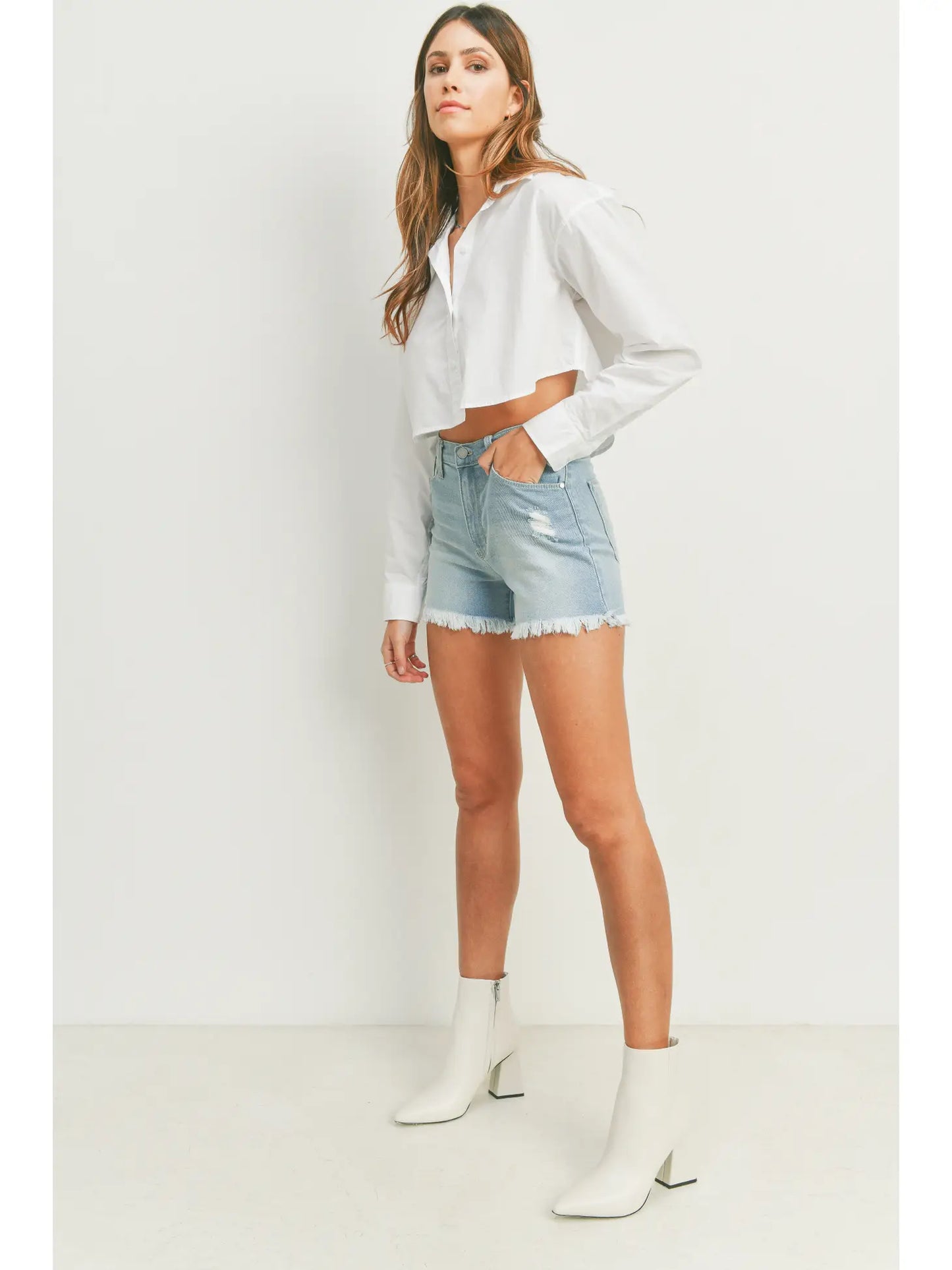 Light Wash High Rise Shorts