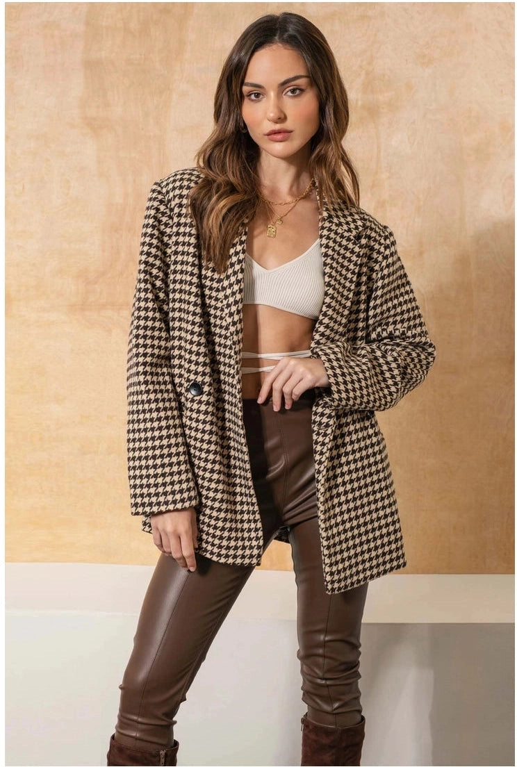 Houndstooth Blazer Style Jacket