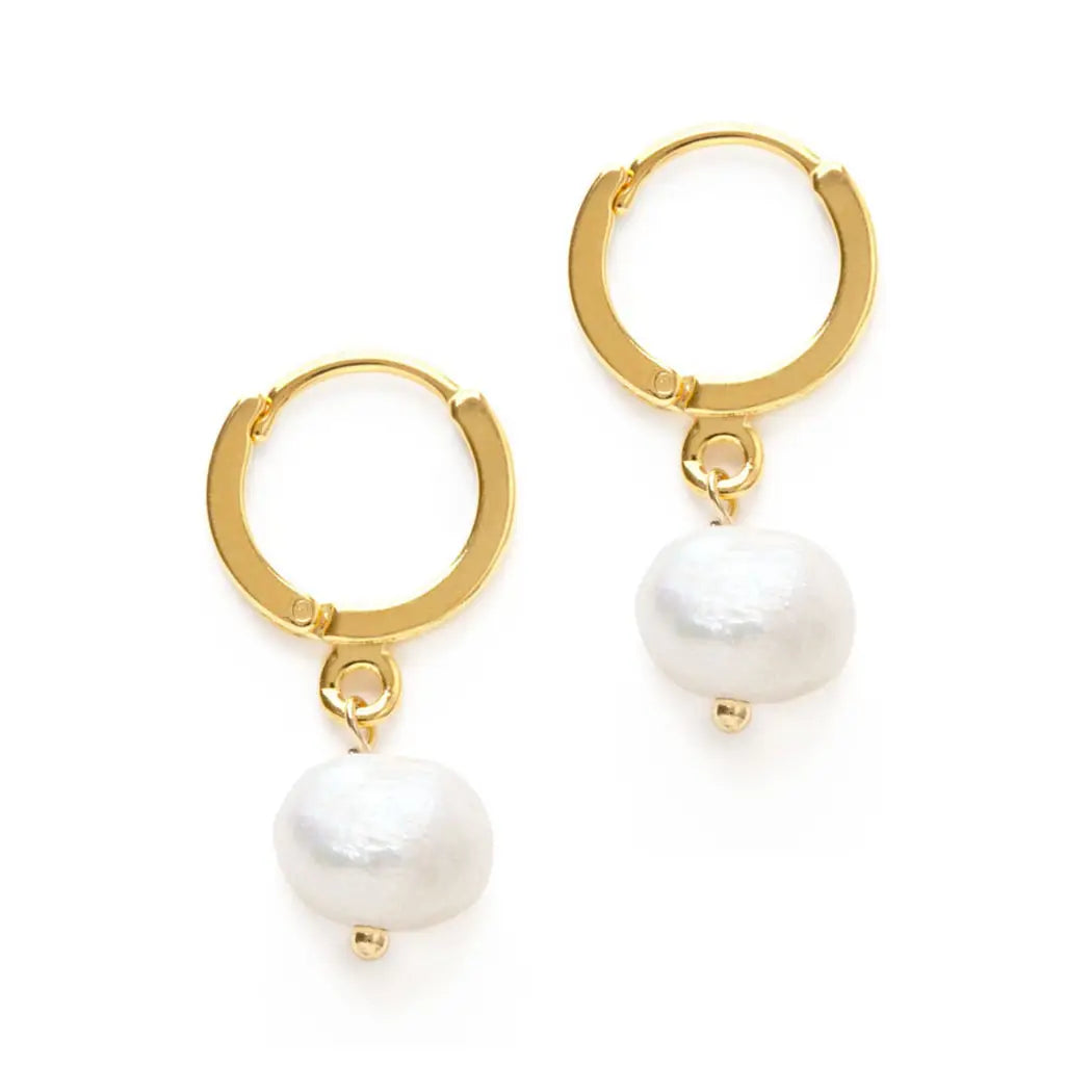 Fresh Water Pearl Huggie Hoops