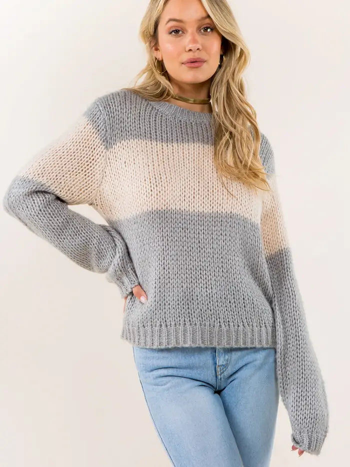 Color Block Knit Pullover - Mimi & Rae