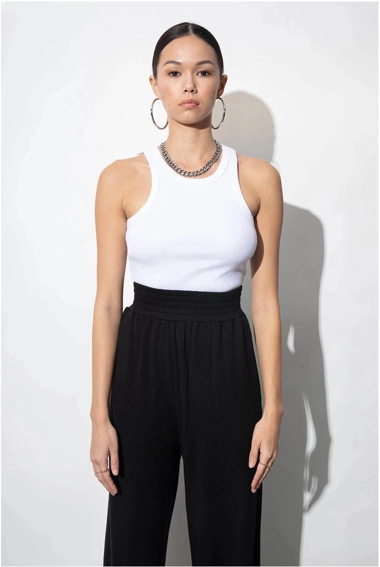 White Cotton Rib Racerback Tank