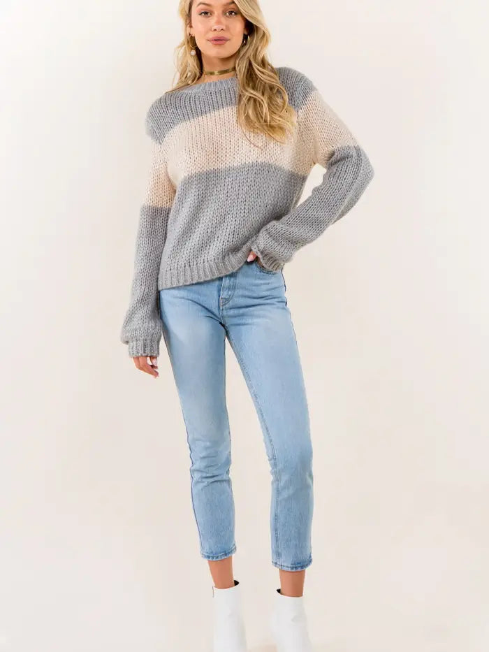 Color Block Knit Pullover - Mimi & Rae