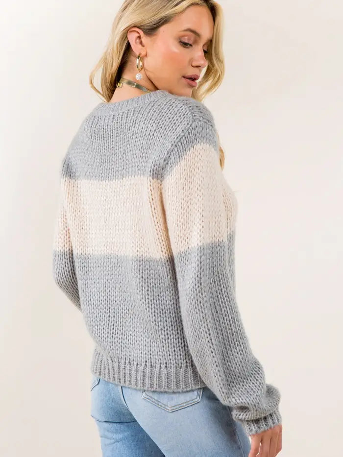 Color Block Knit Pullover - Mimi & Rae