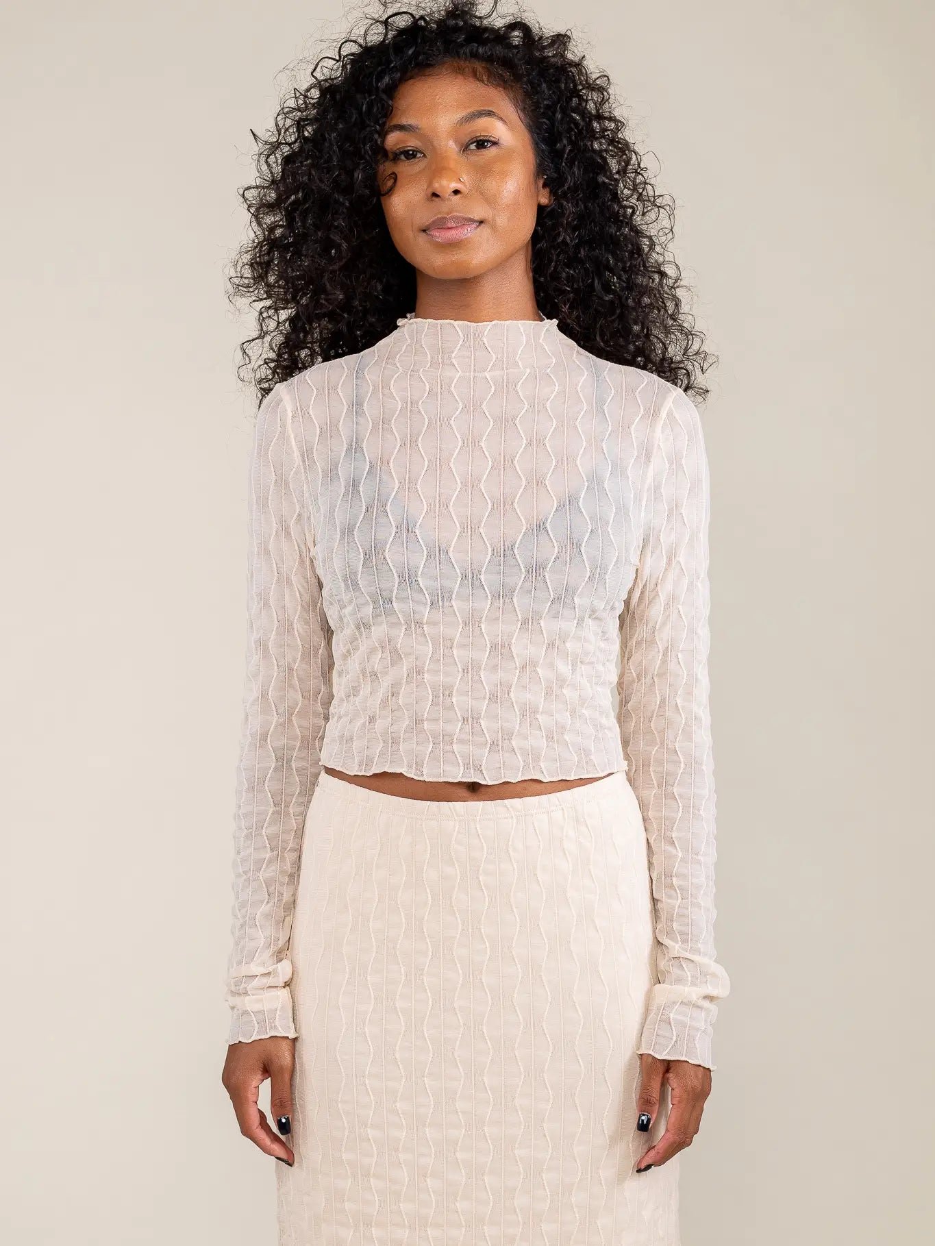 Jacquard Mesh Top