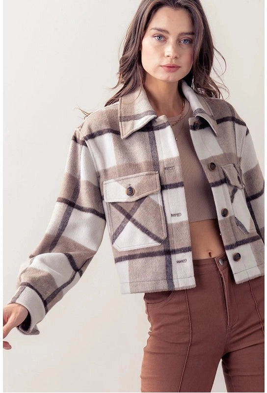 Plaid Pattern Cropped Jacket