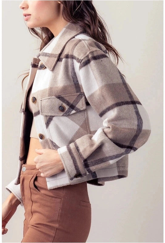 Plaid Pattern Cropped Jacket