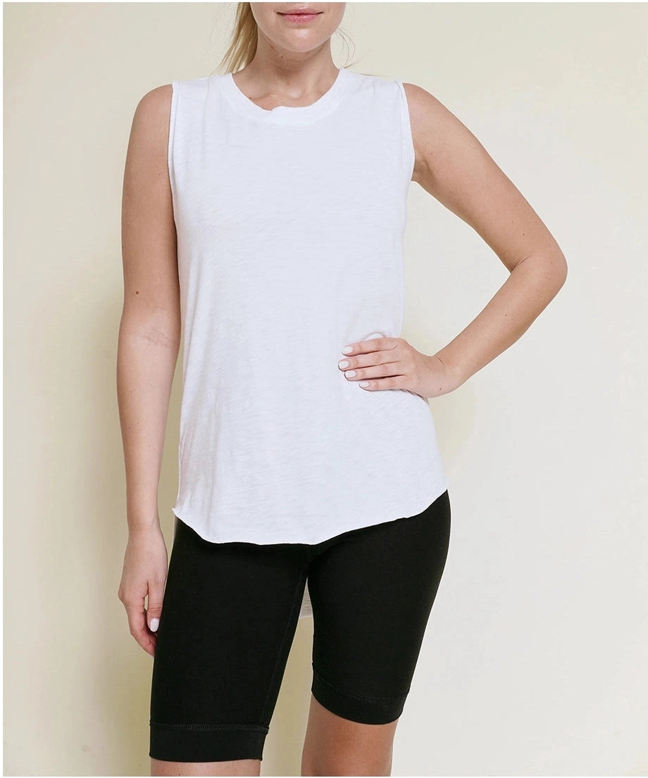 Raw Edge Cotton Muscle Tee