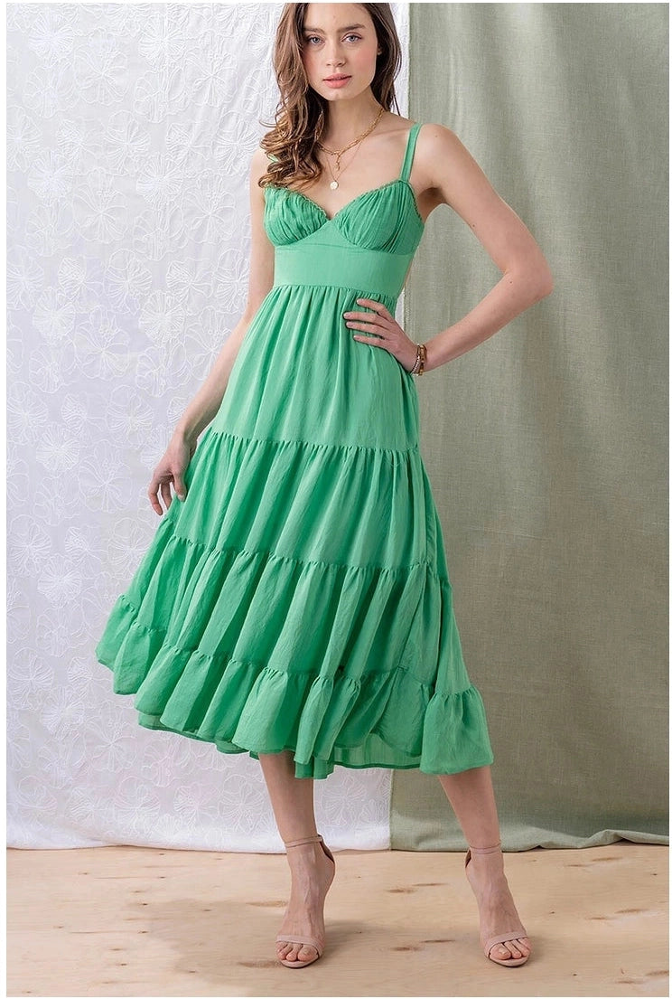 Ruffle Tiered Open Back Bustier Dress
