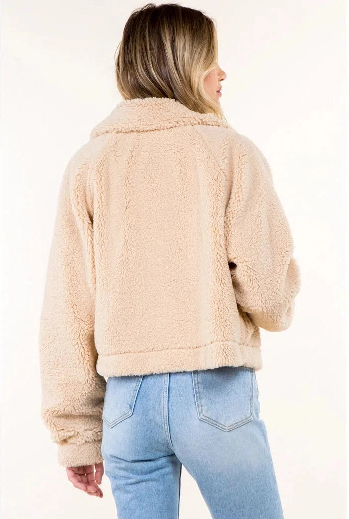 Super Soft Teddy Sherpa Jacket in Nude
