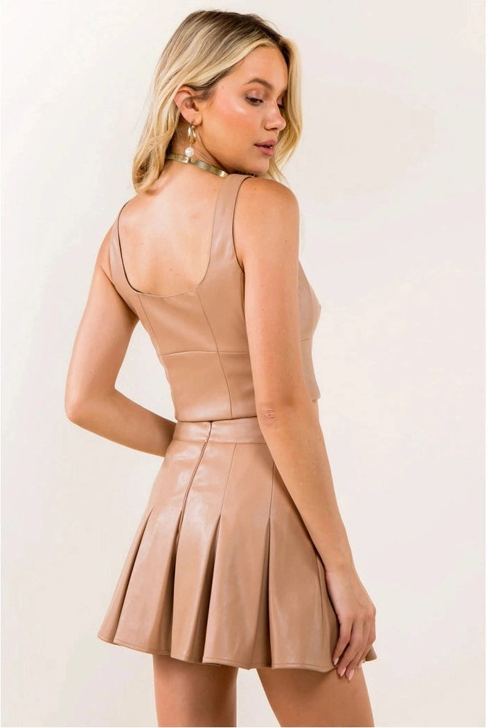 Brown Pleather Bustier Tank