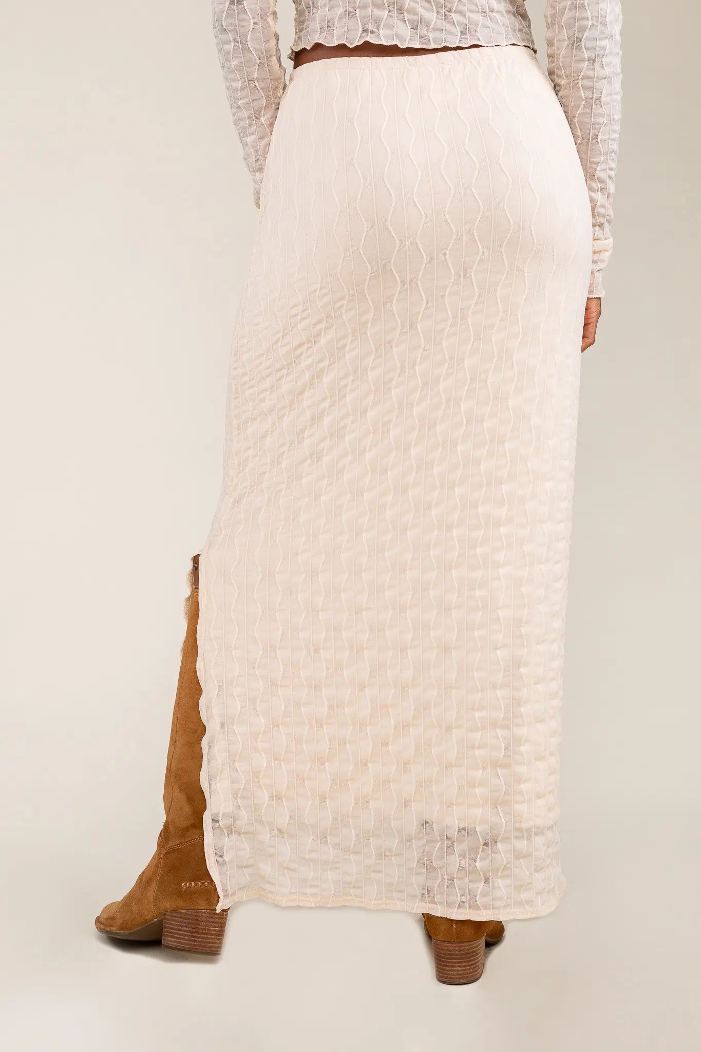 Jacquard Mesh Maxi Skirt