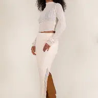 Jacquard Mesh Maxi Skirt