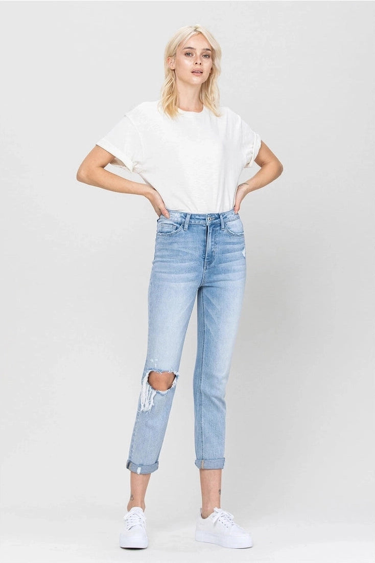 Super High Rise Stretch Roll Up Slim Straight