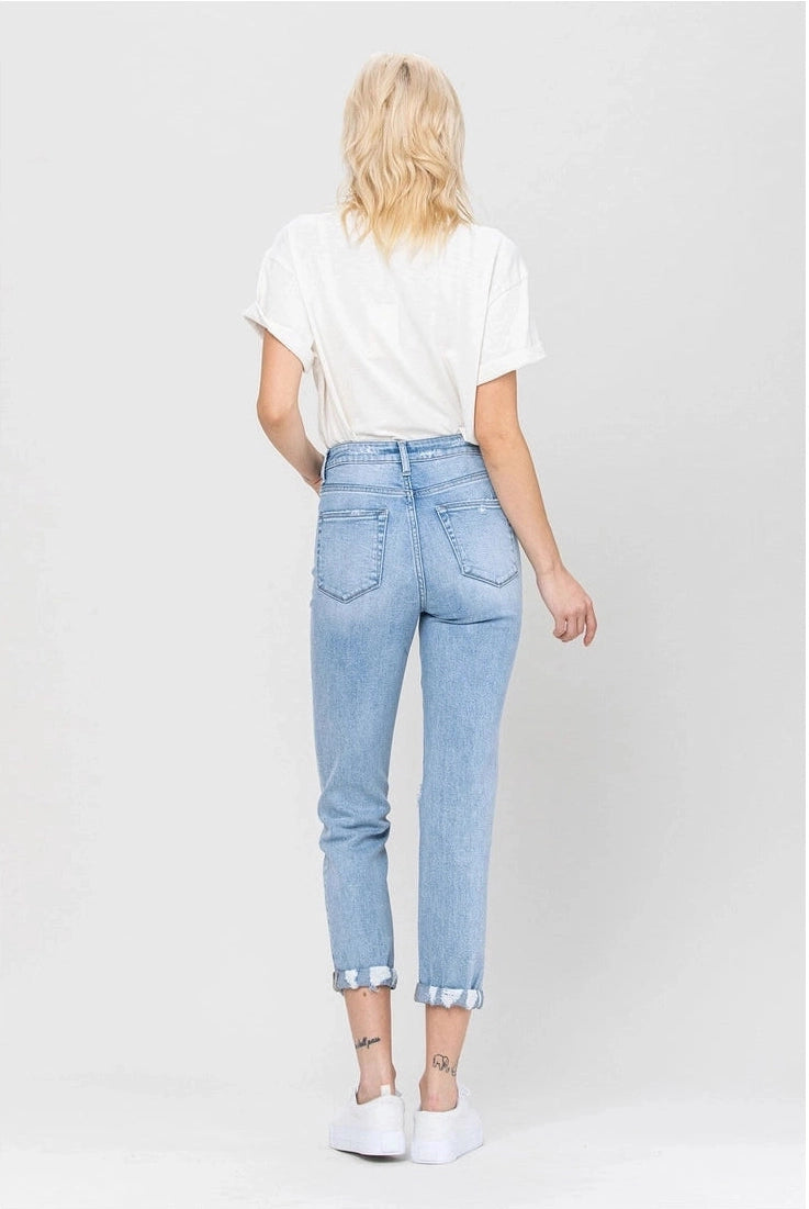 Super High Rise Stretch Roll Up Slim Straight