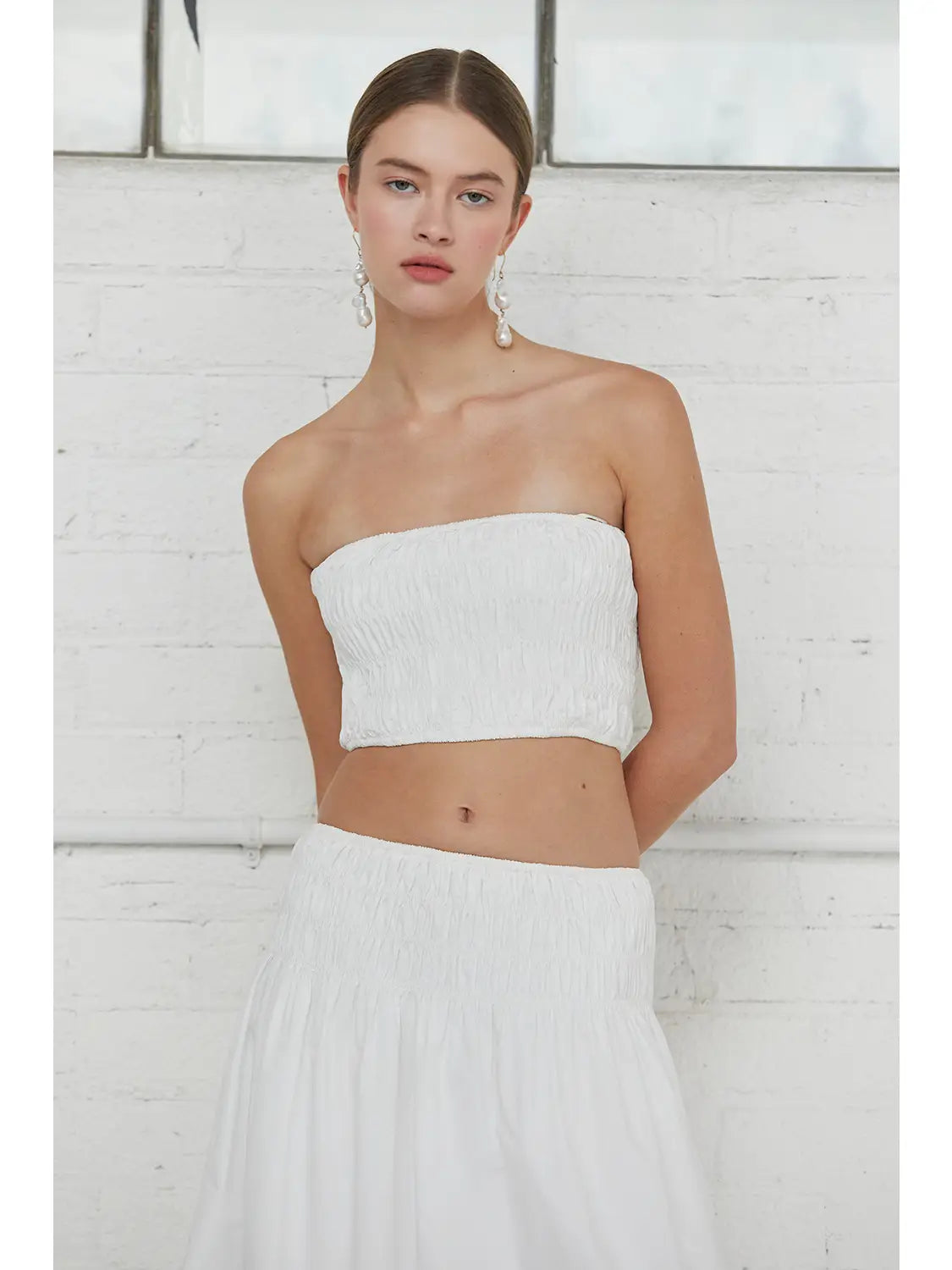White crop top tube top