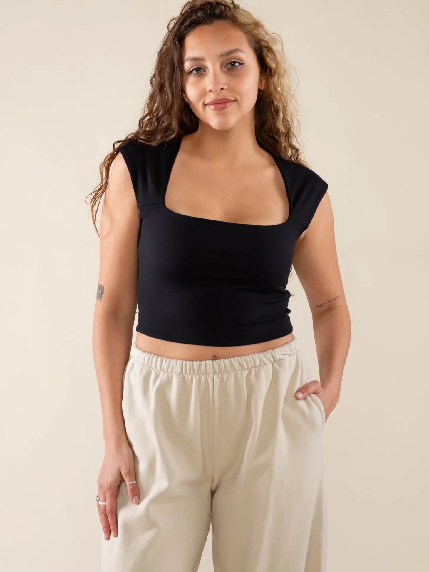 Square neck top