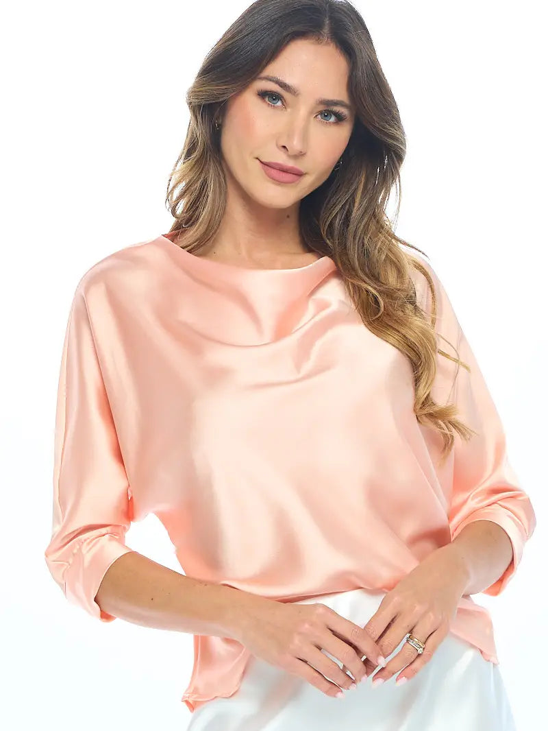 Satin Vibrant Cowl Top