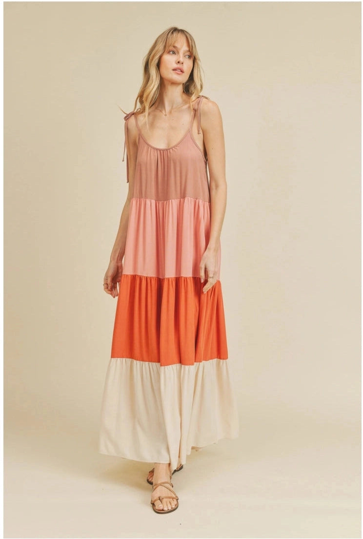 Dreamland Waikiki Color Block Tiered Dress - Mimi & Rae