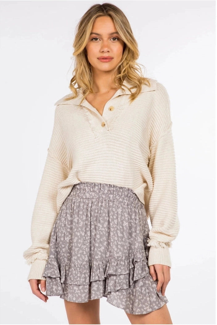 Whiteroom + Cactus Wide Collar Knitted Sweater Pullover