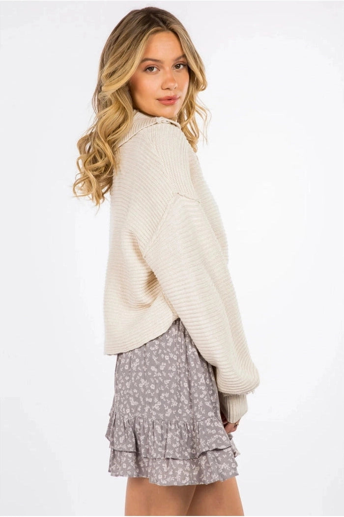 Whiteroom + Cactus Wide Collar Knitted Sweater Pullover
