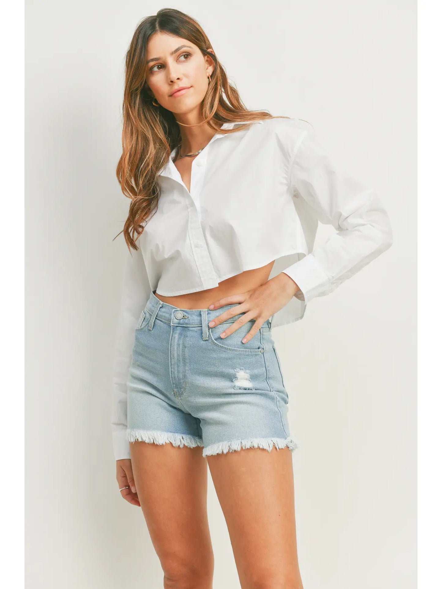 Light Wash High Rise Shorts