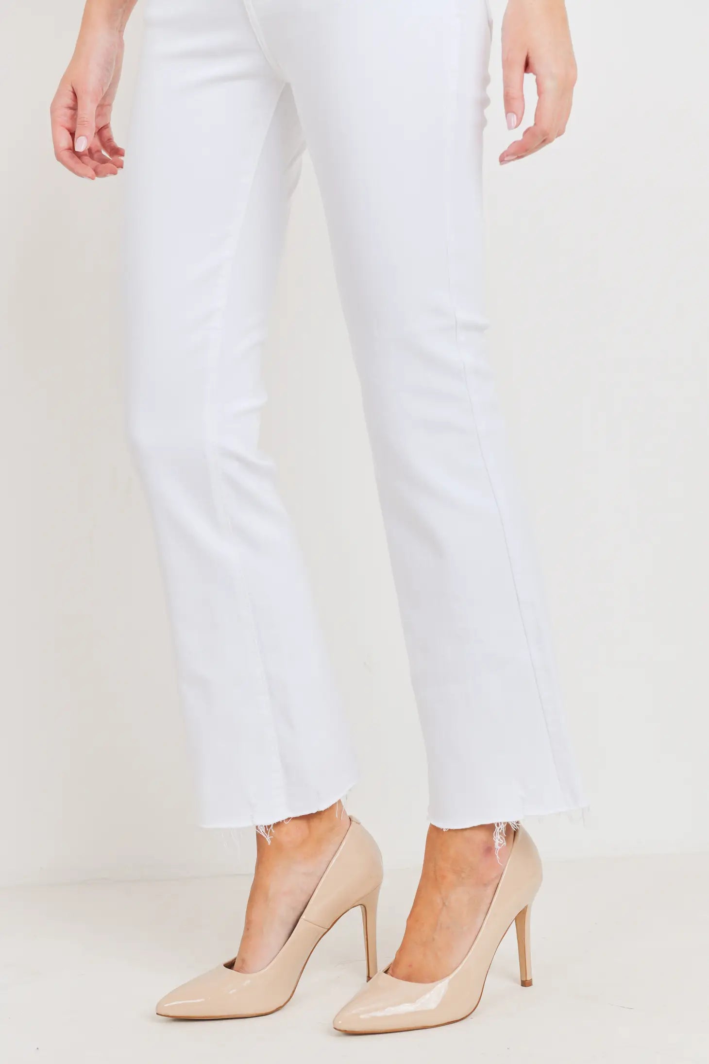 High Rise Crop Flare White Jeans - Mimi & Rae