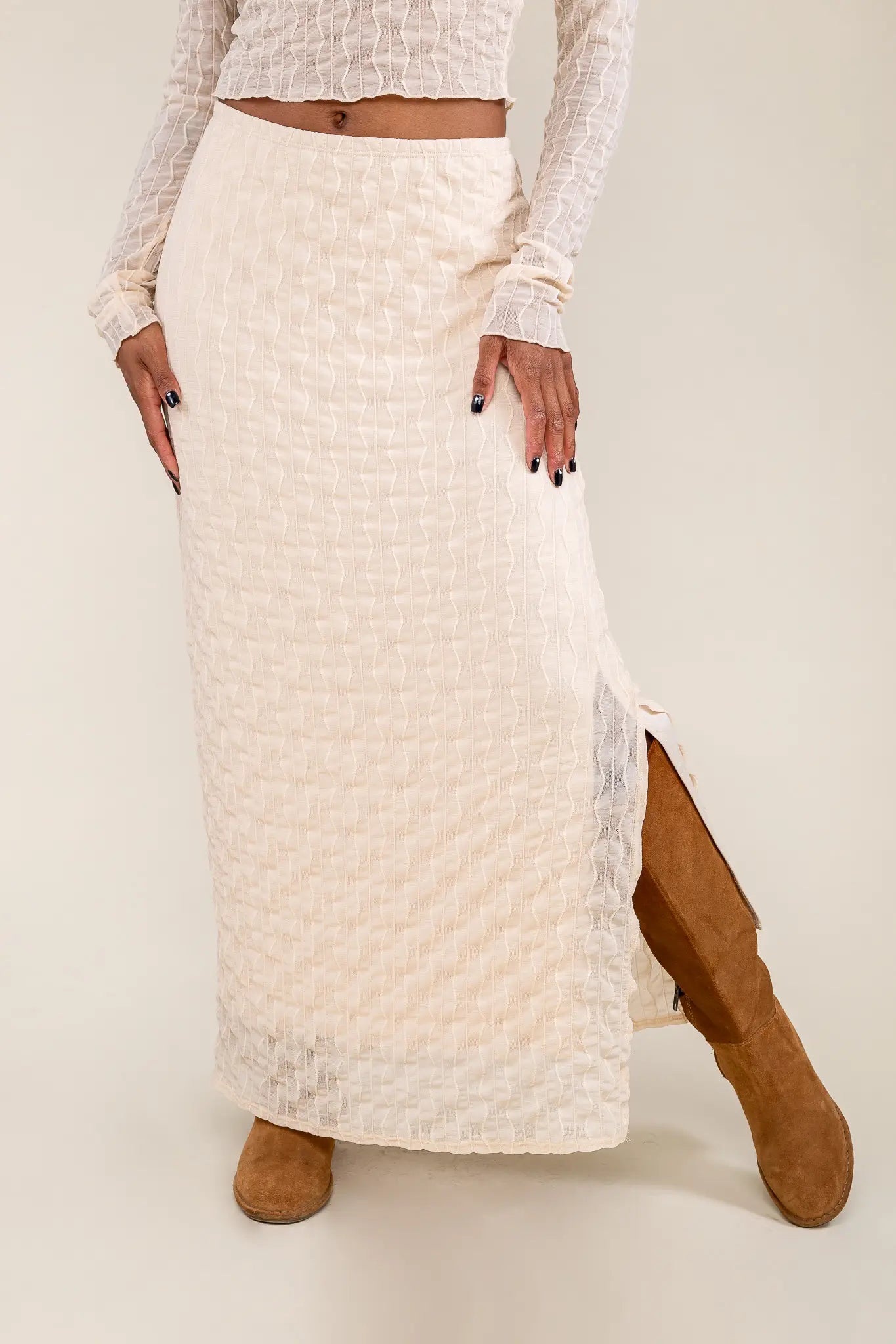 Jacquard Mesh Maxi Skirt