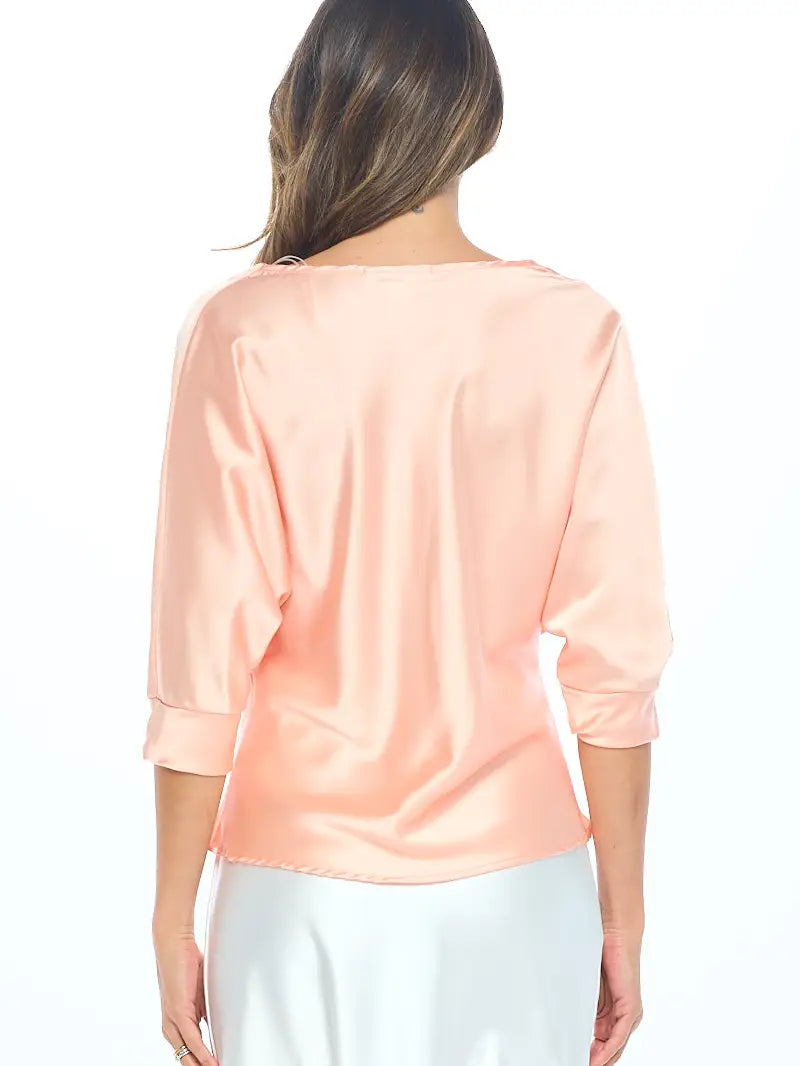 Satin Vibrant Cowl Top