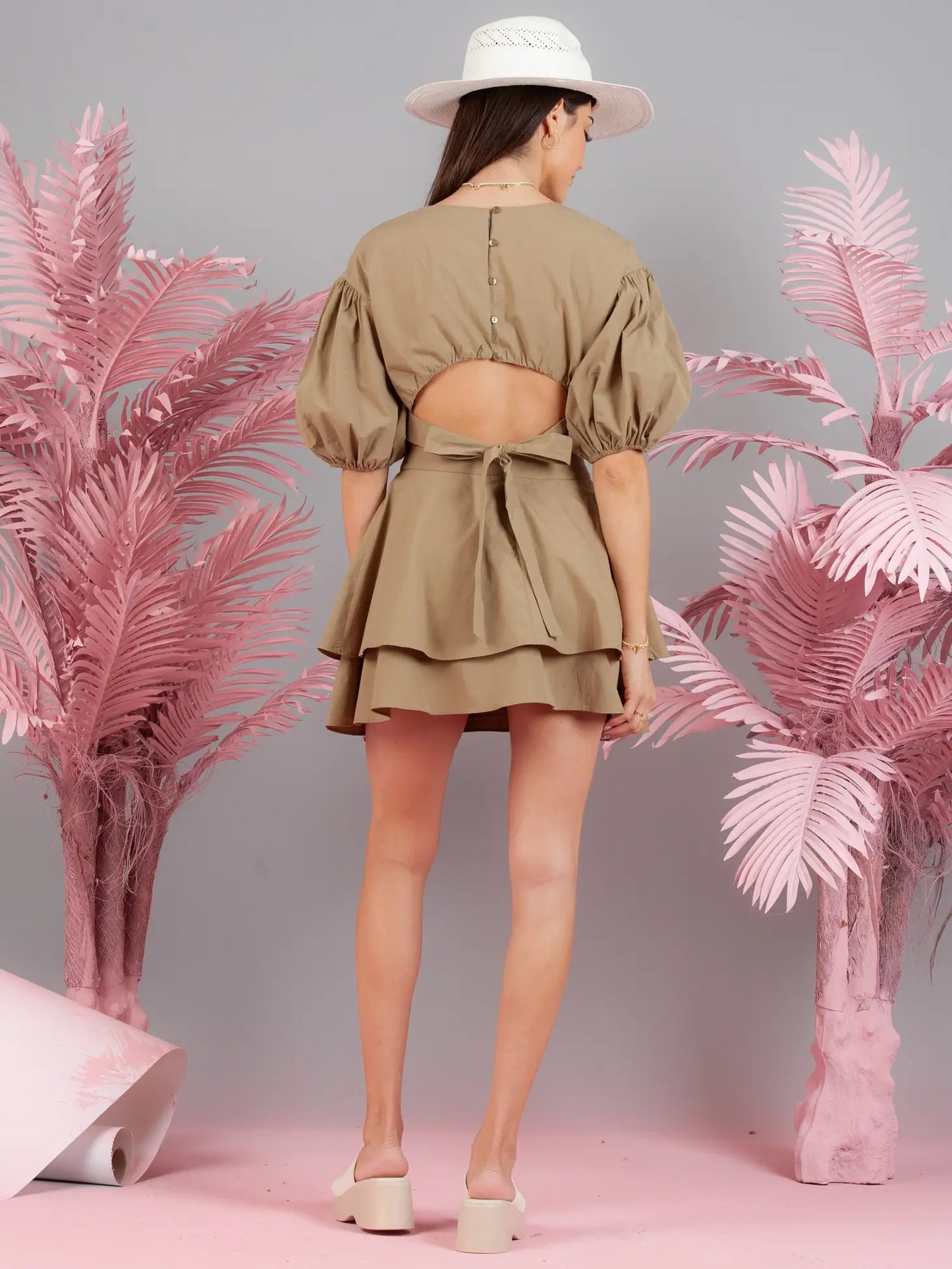 Puff Sleeve Cutout Mini
