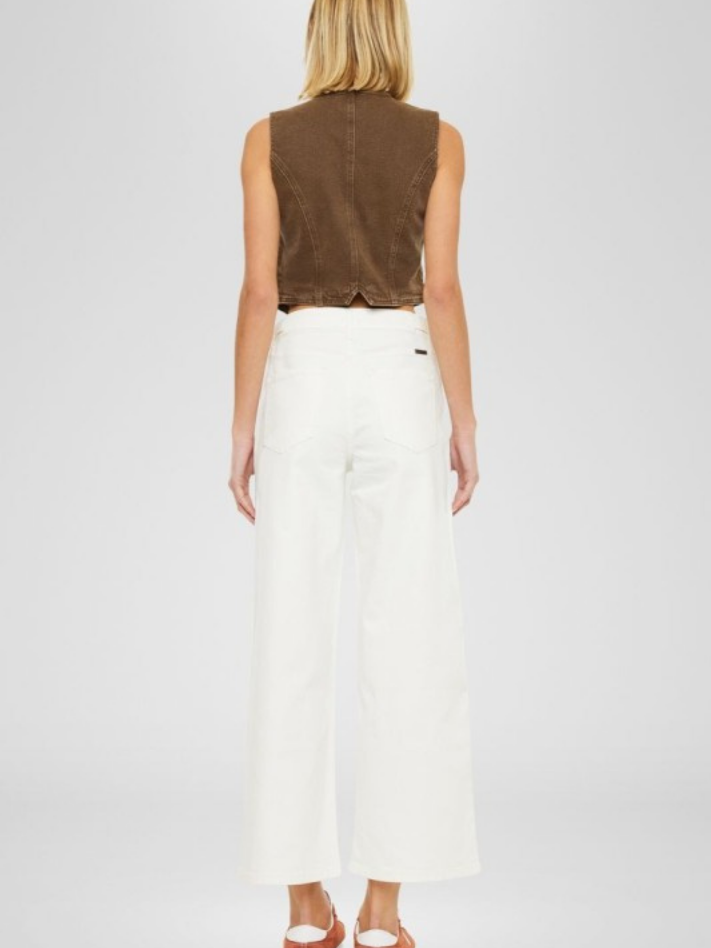 Jean White Cropped Wide Denim