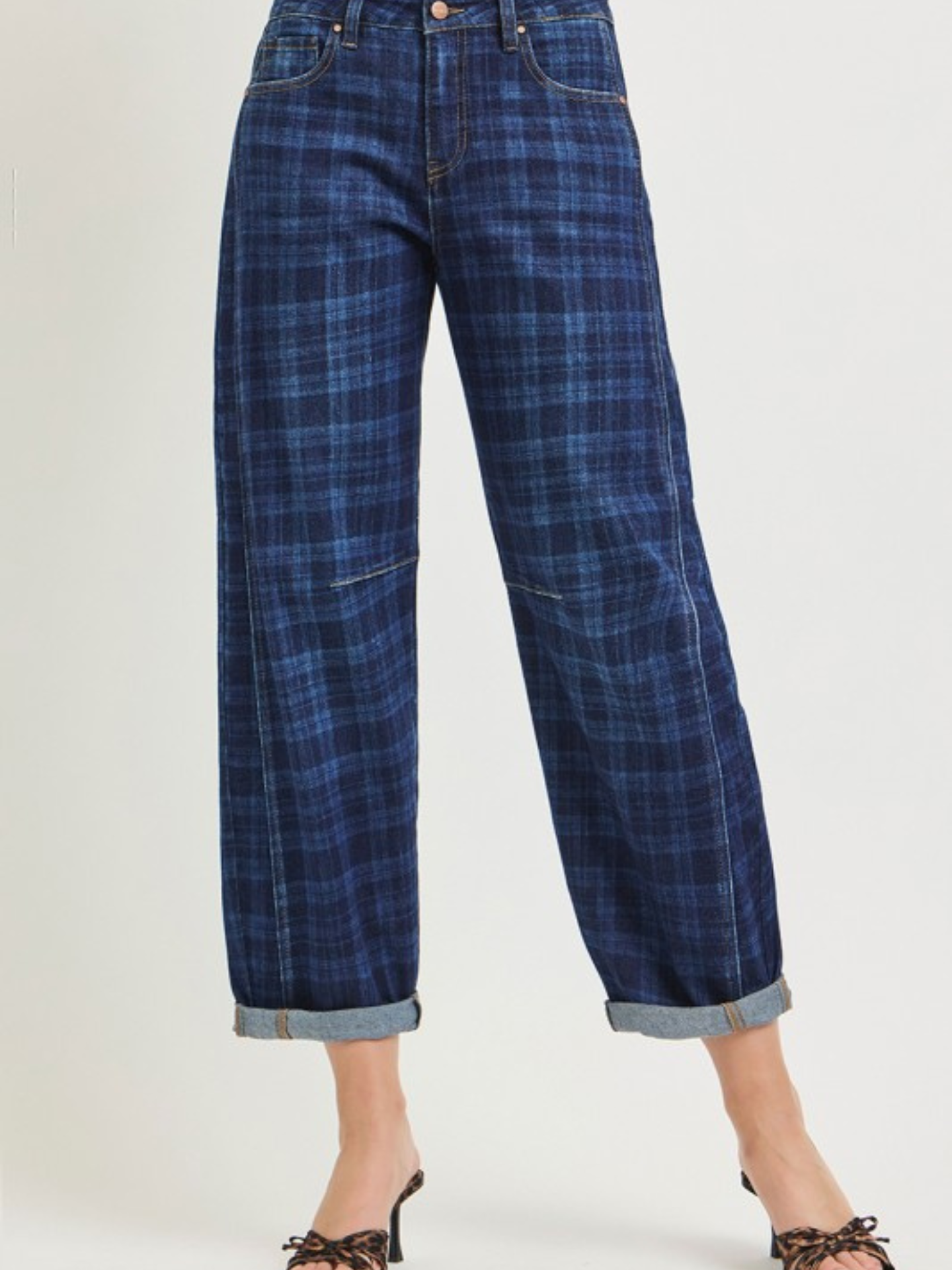 Nova Plaid Barrel Denim