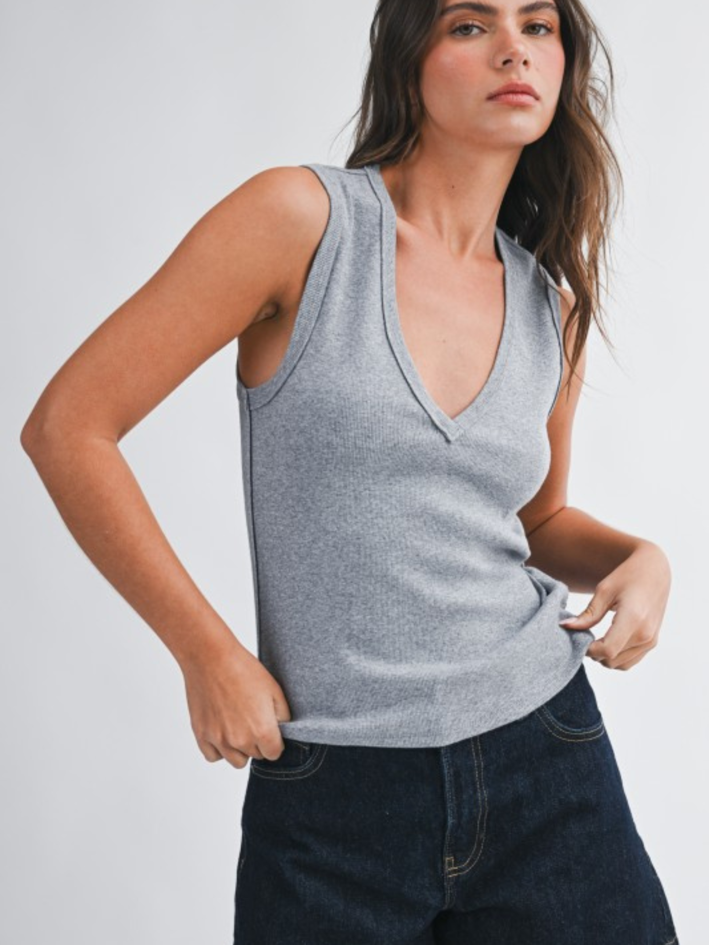 Charlotte Ribbed V-Neck Tank
