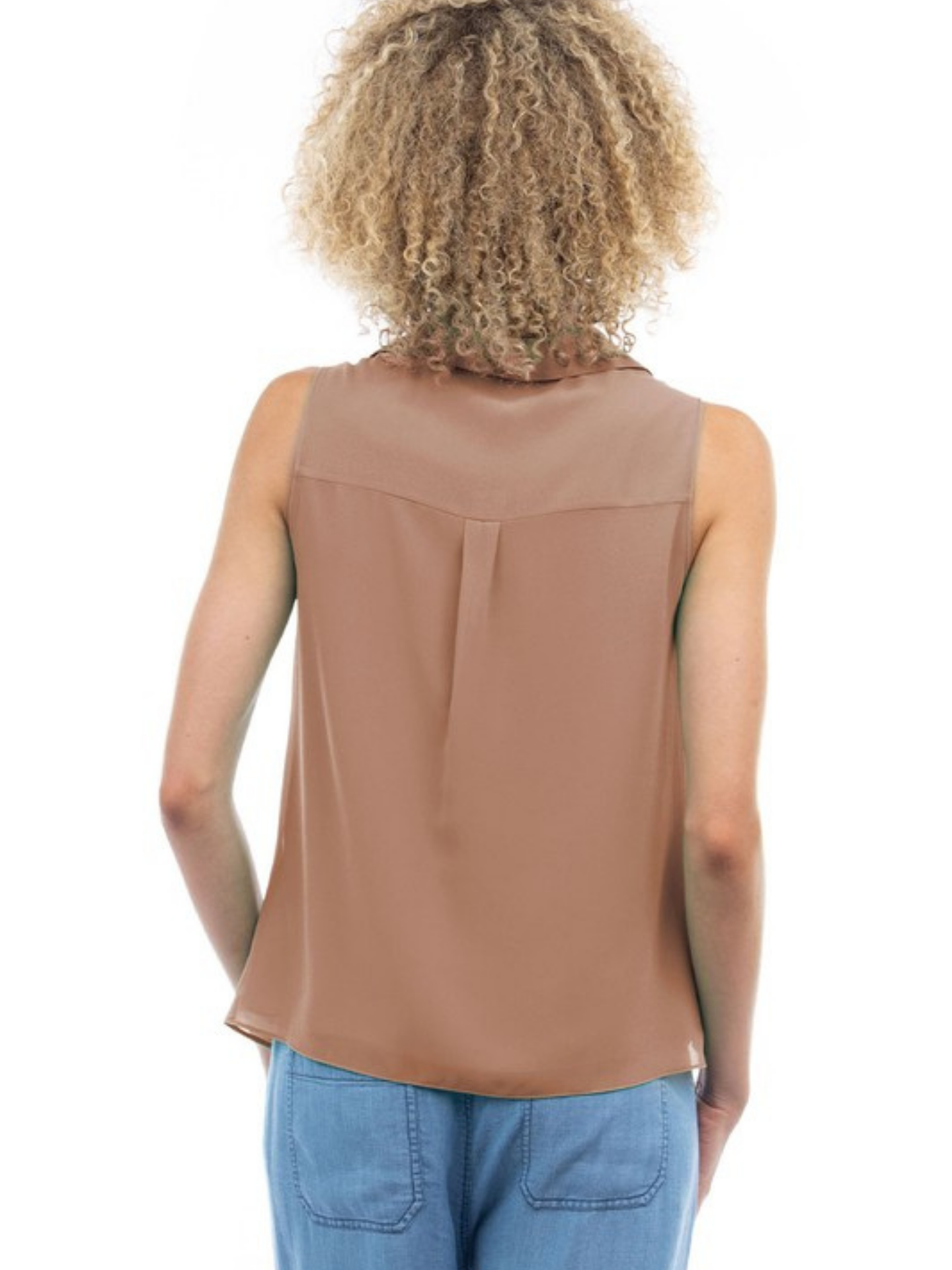 Cowl Neck Sleeveless Collared Blouse