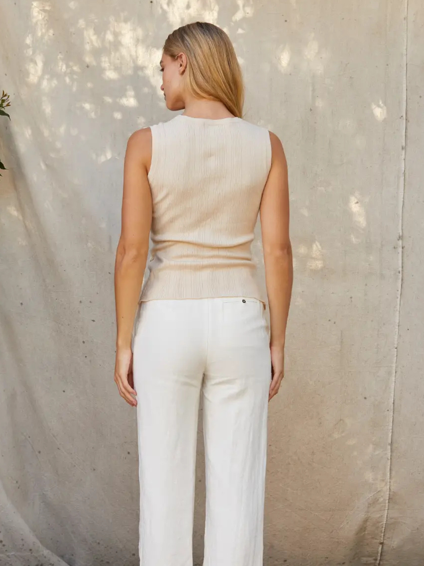 Linen Blend Tie Tank