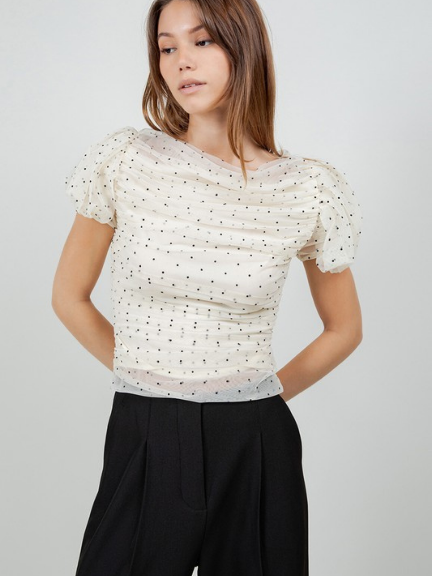 Mesh Polka Dot Blouse - Mimi & Rae