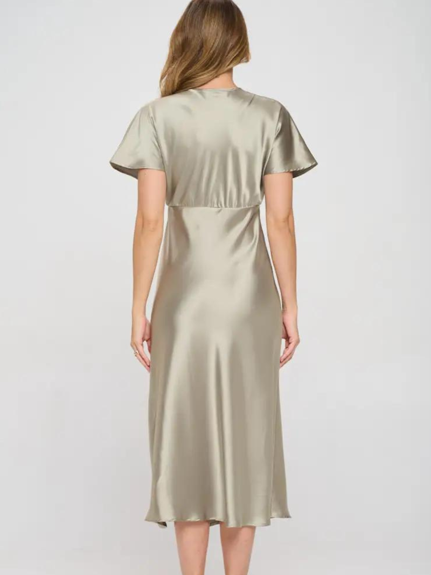 Satin V Neck Dress