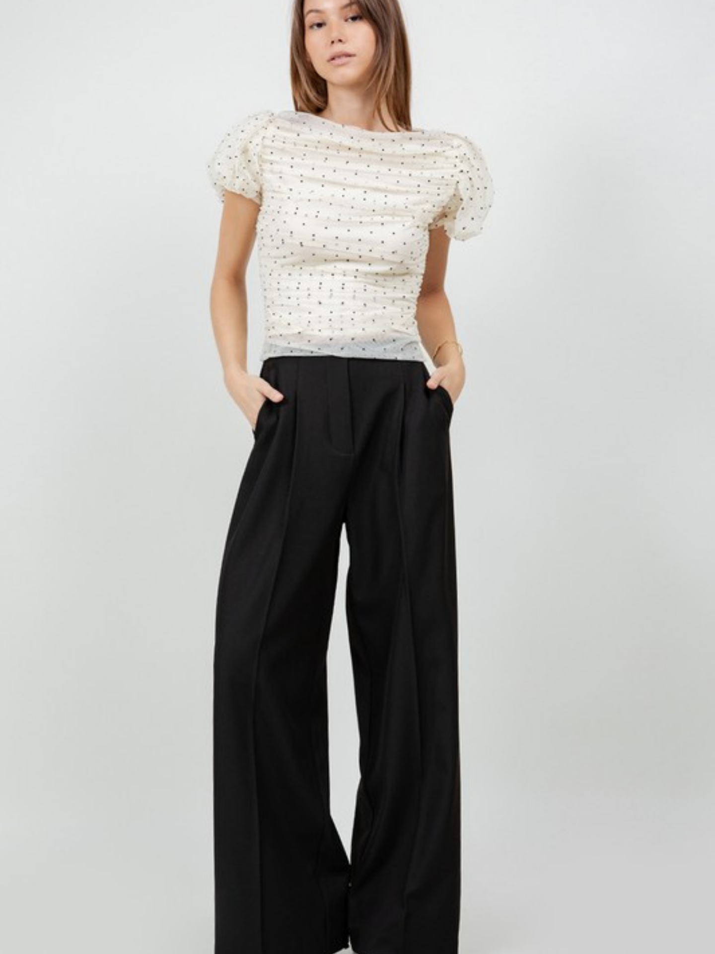 Mesh Polka Dot Blouse - Mimi & Rae