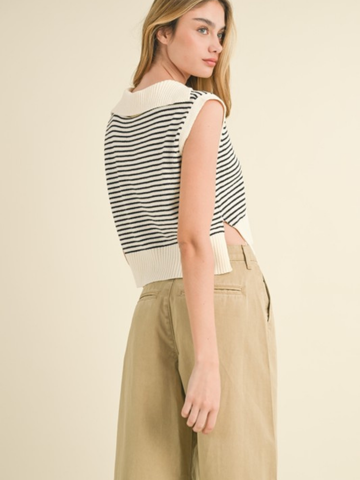 Striped Collar Vest